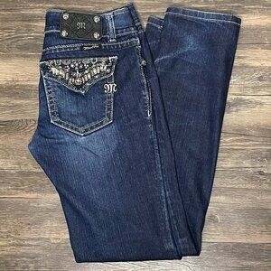 Miss Me Embellished Skinny Jeans Size 28 Style JP46565 Dark Wash
